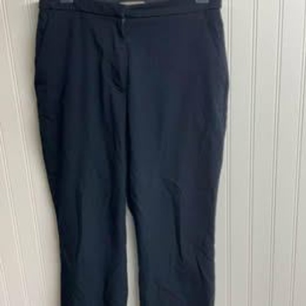 HM Navy Blue Ankle Dress Pants Elastic Waist Trousers Size 8